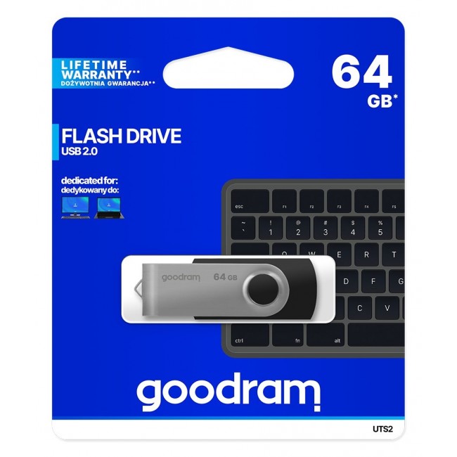 Goodram UTS2 USB flash drive 64 GB USB Type-A 2.0 Black,Silver Goodram UTS2 USB flash drive 64 GB USB Type-A 2.0 Black,Silver