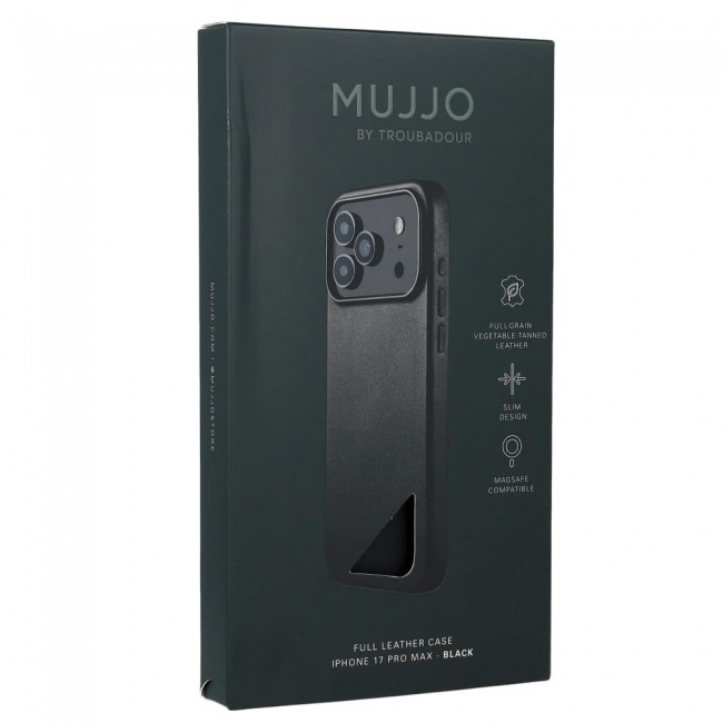 Mujjo Full Leather Case Case for iPhone 17 Pro Max black