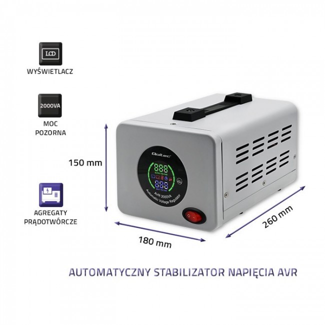 Qoltec 50724 Automatic Voltage Stabilizer AVR 2000VA