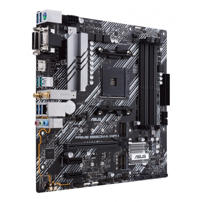 Asus | PRIME B550M-A WIFI II | Processor family AMD | Processor socket AM4 | DDR4 DIMM | Memory slots 4 | Supported hard disk drive interfaces SATA, M.2 | Number of SATA connectors 4 | Chipset AMD B550 | microATX Asus | PRIME B550M-A WIFI II | Processor family AMD | Processor socket AM4 | DDR4 DIMM | Memory slots 4 | Supported hard disk drive interfaces SATA, M.2 | Number of SATA connectors 4 | Chipset AMD B550 | microATX