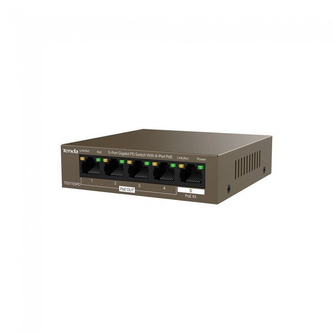 Tenda TEG1105PD network switch Gigabit Ethernet (10/100/1000) Power over Ethernet (PoE) Brown Tenda TEG1105PD network switch Gigabit Ethernet (10/100/1000) Power over Ethernet (PoE) Brown