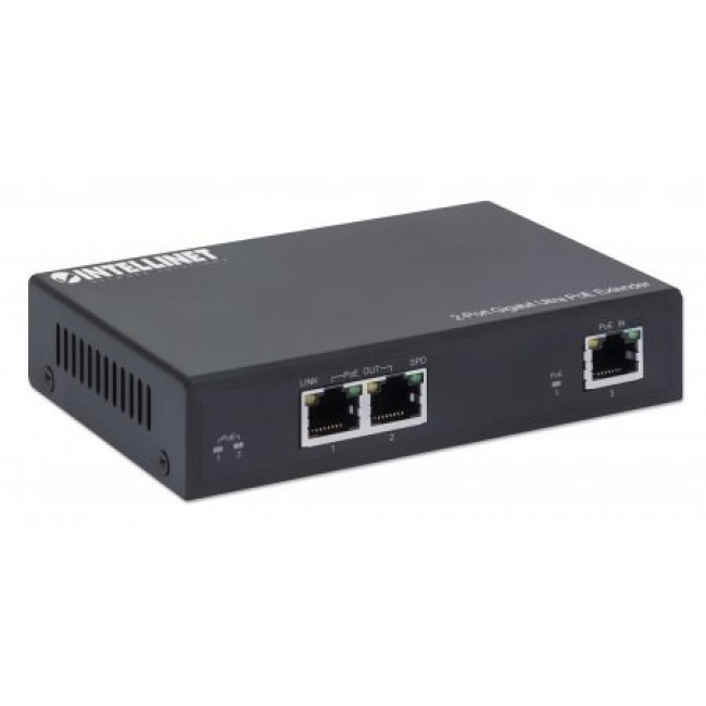 Intellinet 2-Port Gigabit Ultra PoE Extender, Adds up to 100 m (328 ft.) to PoE Range, PoE Power Budget 60 W, Two PSE Ports with 30 W Output Each, IEEE 802.3bt/at/af Compliant, Metal Housing Intellinet 2-Port Gigabit Ultra PoE Extender, Adds up to 100 m (328 ft.) to PoE Range, PoE Power Budget 60 W, Two PSE Ports with 30 W Output Each, IEEE 802.3bt/at/af Compliant, Metal Housing
