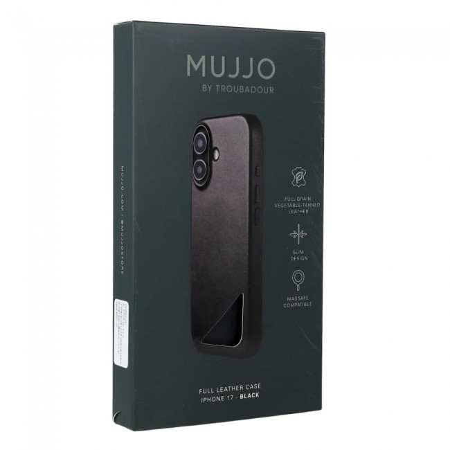 Mujjo Full Leather Case MagSafe Case for iPhone 17 Schwarz