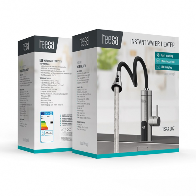 Teesa instantaneous water heater with flexible spout TSA4107 metal