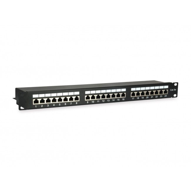 Equip 24-Port Cat.5e Shielded Patch Panel, Black Equip 24-Port Cat.5e Shielded Patch Panel, Black