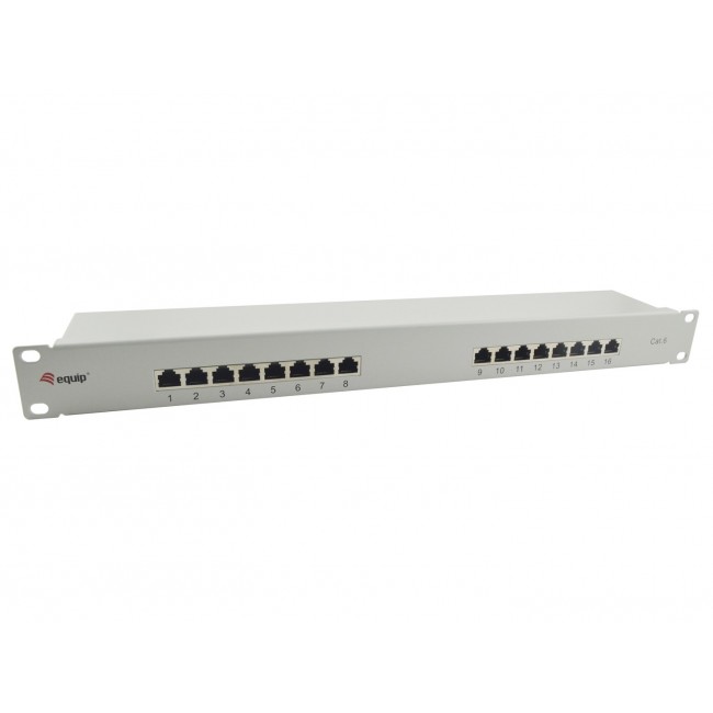 Equip 16-Port Cat.6 Shielded Patch Panel, Light Grey Equip 16-Port Cat.6 Shielded Patch Panel, Light Grey
