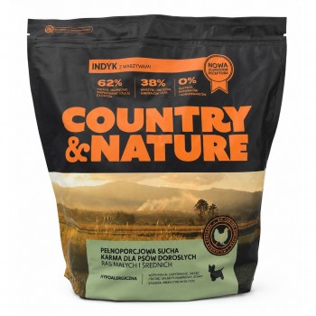 COUNTRY&NATURE Turkey with vegetables Small and medium breeds - dry dog food - 2kg