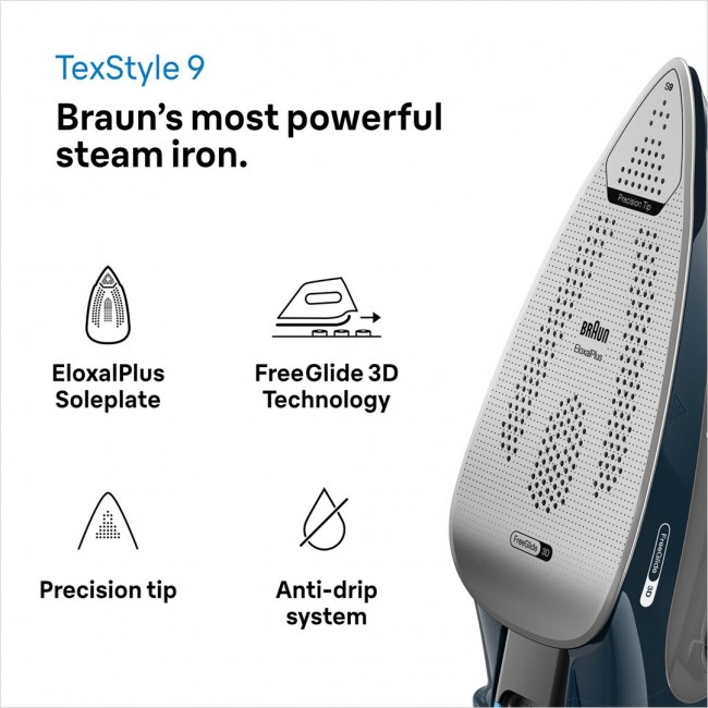 Braun TexStyle 9 0127409002 iron Steam iron EloxalPlus soleplate 3200 W Dark Blue
