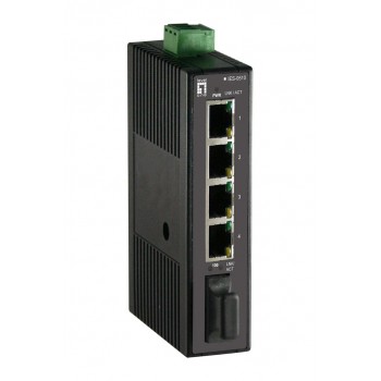 LevelOne 5-Port Fast Ethernet Industrial Switch, DIN-Rail, 1 x SC Multi-Mode Fiber, -20 C to 70 C