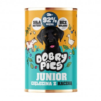 DOBRY PIES Junior Veal with Duck wet dog food 400g