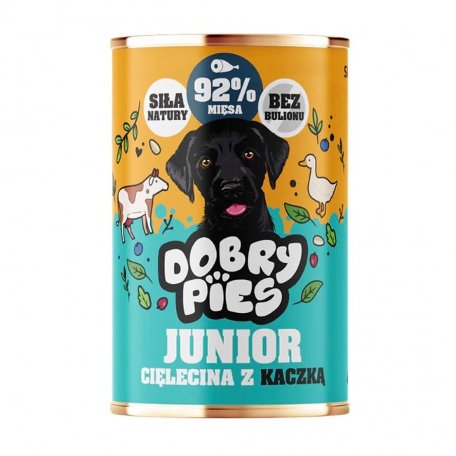 DOBRY PIES Junior Veal with Duck wet dog food 400g