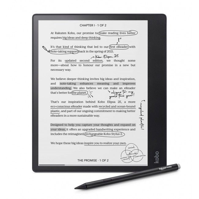 Kobo eBook-Reader eBookReader Elipsa 2E 32GB Bundle incl Stylus (N605-KU-BK-K-BU) (N605KUBKKBU)