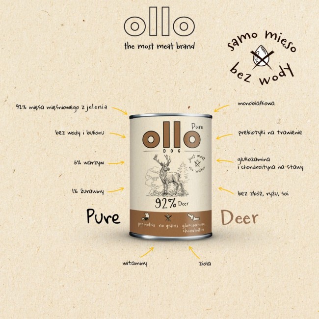 OLLO Pure Deer wet dog food 850 g