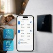 Qoltec 52711 Smart Touch 1-Gang Light Switch | Wi-Fi | Timer | Tuya | Smart Life | Tempered Glass | Black