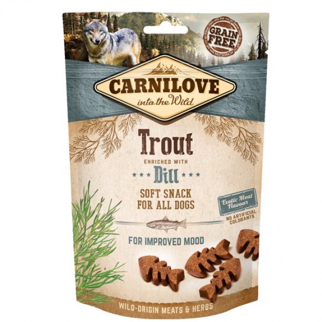 CARNILOVE SEMI-MOIST SOFT SNACK Trout Enriched with Dill - dog treat - 200 g CARNILOVE SEMI-MOIST SOFT SNACK Trout Enriched with Dill - dog treat - 200 g