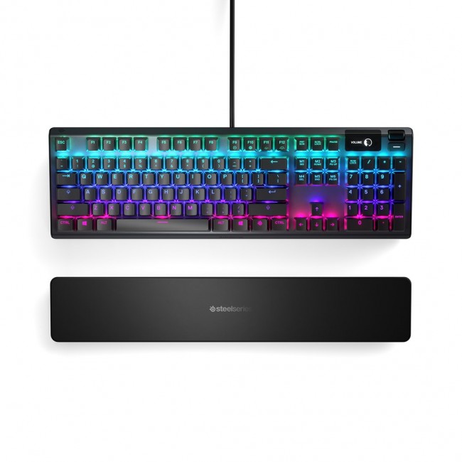 SteelSeries Apex 5 Gaming Keyboard, US Layout, Wired, Black SteelSeries Apex 5 Gaming keyboard Hybrid blue mechanical gaming switches guaranteed for 20 million keypresses, OLED Smart Display displays profiles, game info, Discord messages, and more, Aircra