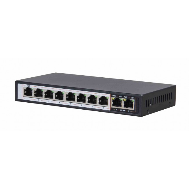 Extralink PoE Switch CERES 8x 100Mb/s PoE/PoE+, 2x RJ45 Uplink 100Mb/s, 96W