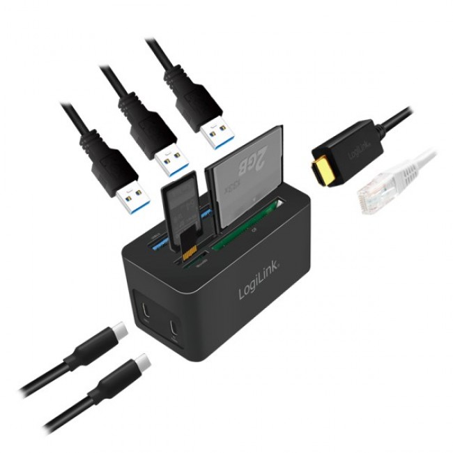 LogiLink UA0370 laptop dock/port replicator Wired USB 3.2 Gen 1 (3.1 Gen 1) Type-C Black