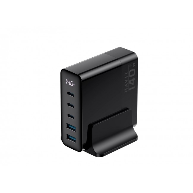 Havit UCLE004 EU - GaN five-port travel charger 140 W, black