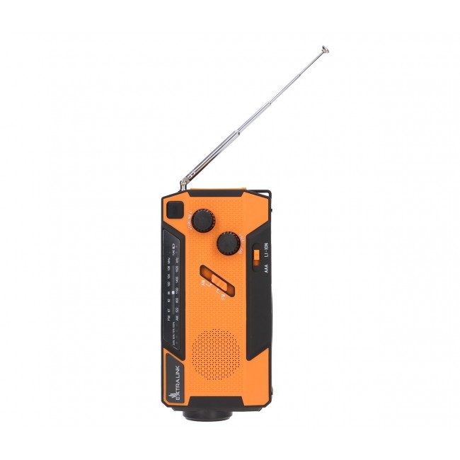 Extralink RADIO AWARYJNE SOLARNE Z KORBKA DYNAMO POWERBANK 4000MAH Z LATARKA SOS SR-4000 Portable Analog Black, Orange