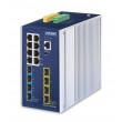 PLANET IP30 DIN-rail Industrial L3 Managed Gigabit Ethernet (10/100/1000) Aluminium, Blue