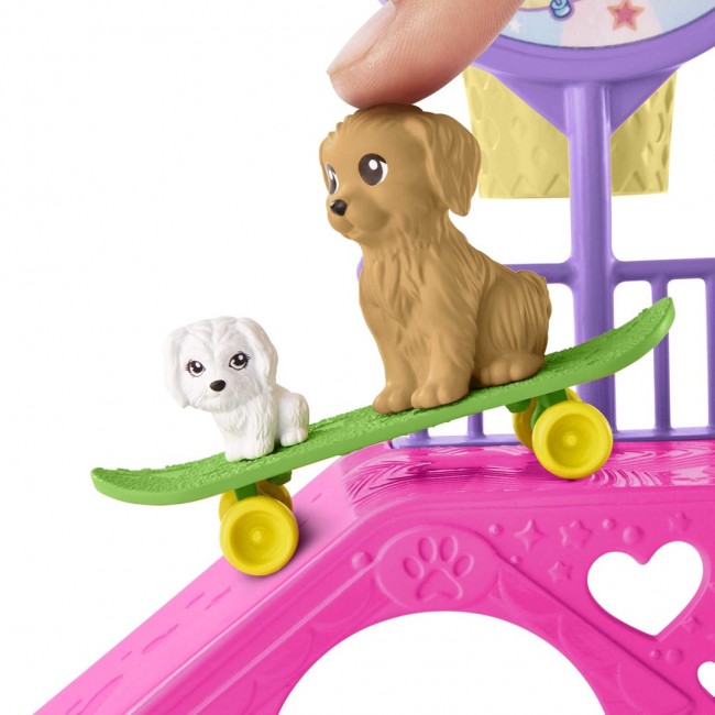 Barbie Chelsea Doll and Accessories, Skatepark Playset with 2 Puppies and 15+ Pieces
