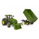 John Deere 7R 350 tractor with front loader and 2-axle trailer 03155 BRUDER