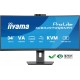 iiyama ProLite 34 VA UWQHD curved monitor with a built-in Windows Hello camera and microphone, USB-C Dock, LAN, KVM-Switch and 15cm height adjustable stand