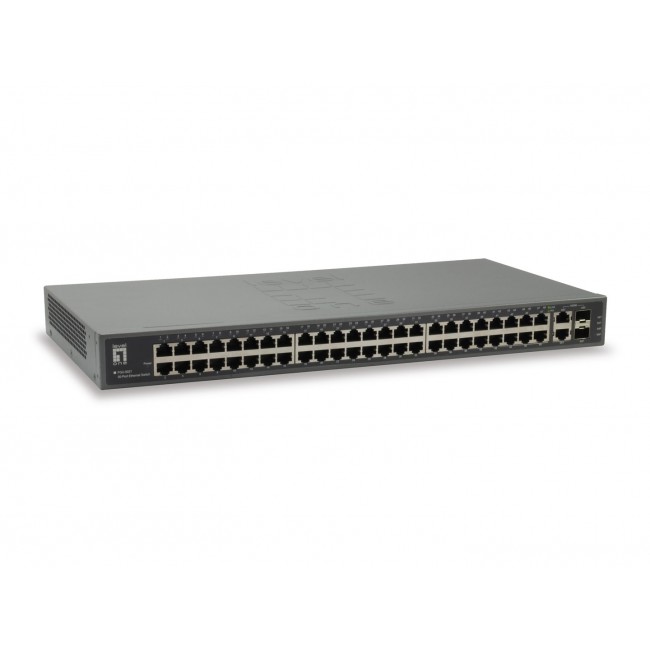 LevelOne 50-Port Fast Ethernet Switch, 2 x Gigabit SFP/RJ45 Combo
