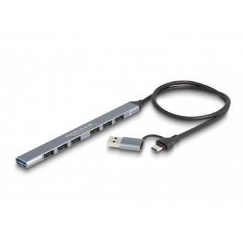 DeLOCK 4 Port Slim USB Hub with USB Type-C or USB Type-A to 3 x USB 5 Gbps USB Type-C + 1 x USB 5 Gbps Type-A
