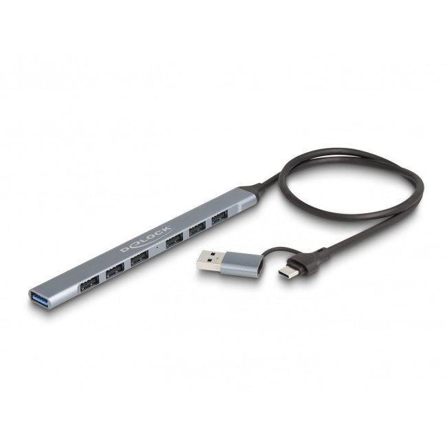 DeLOCK 4 Port Slim USB Hub with USB Type-C or USB Type-A to 3 x USB 5 Gbps USB Type-C + 1 x USB 5 Gbps Type-A