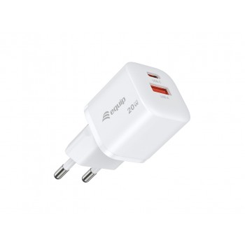 Equip 2-Port 20W GaN USB PD Charger, USB-C x 1, USB-A x 1, 25pcs/pack