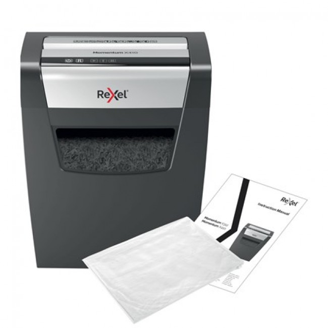 Rexel Momentum X410 paper shredder Particle-cut shredding Black, Grey