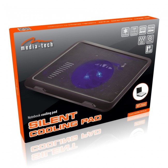 Laptop cooling pad MEDIA-TECH SILENT COOLING PAD MT2660 Black Laptop cooling pad MEDIA-TECH SILENT COOLING PAD MT2660 Black