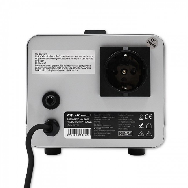 Qoltec 50722 Automatic Voltage Stabilizer AVR 500VA