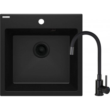 Granite sink with 1-bowl faucet