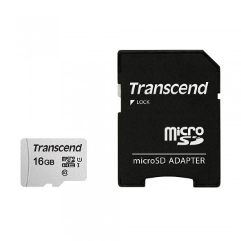 SD microSD Card 16GB Transcend SDHC USD300S-A w/Adapter