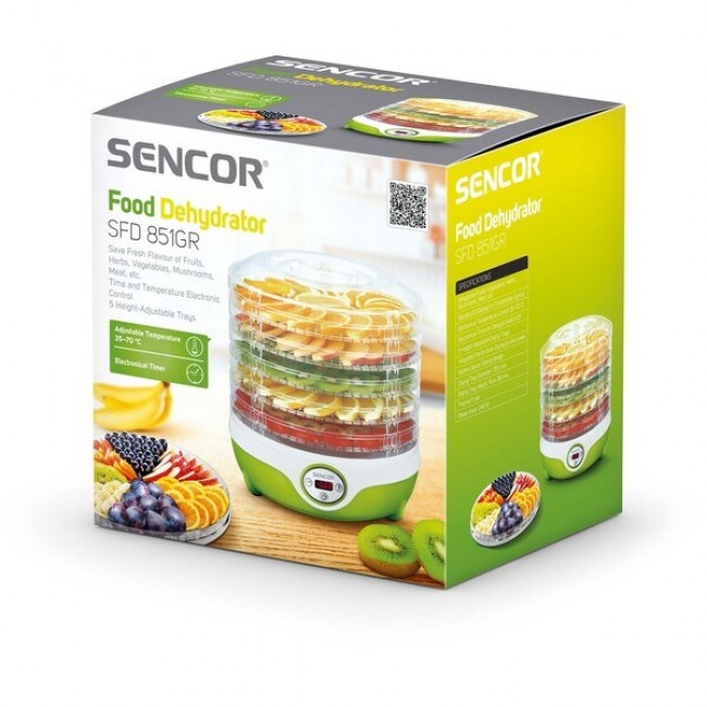 Sencor SFD 851GR food dehydrator Light Green, Transparent 240 W Sencor SFD 851GR food dehydrator Light Green, Transparent 240 W