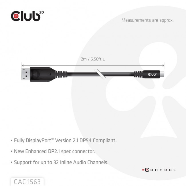 CLUB3D CAC-1563 video cable adapter 2 m USB Type-C DisplayPort Black