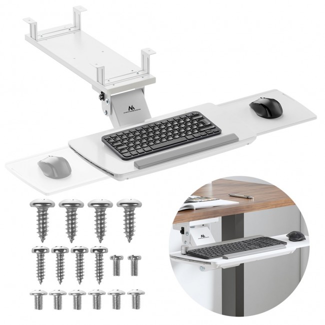 Maclean under-desk keyboard holder, adjustable, max. 5kg, white, MC-156 W Maclean under-desk keyboard holder, adjustable, max. 5kg, white, MC-156 W