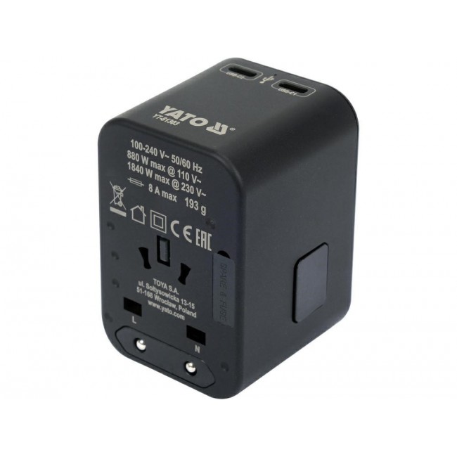 YT. TRAVEL ADAPTER UNIW. USB/USB-C 65W
