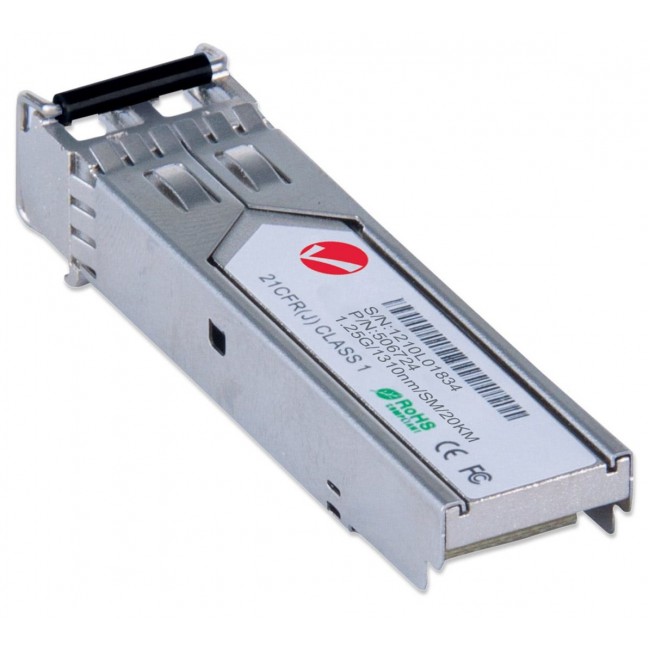 Intellinet Transceiver Module Optical, Gigabit Fiber SFP Mini-GBIC, 1000Base-Lx (LC) Single-Mode Port, 20km, Wavelength 1310nm, Ethernet, Fibre, MSA Compliant, Equivalent to Cisco GLC-LH-SM, Three Year Warranty