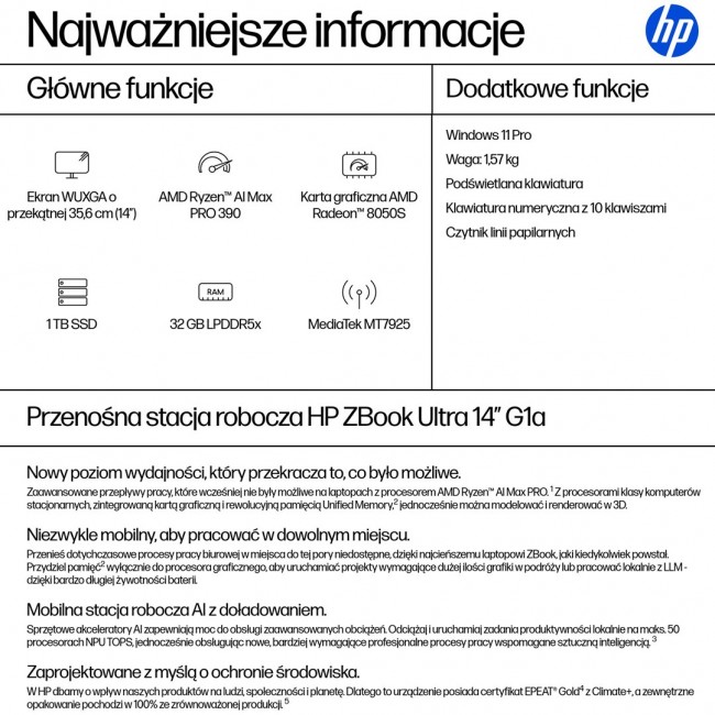HP ZBook Ultra 14 G1a Ryzen AI MAX PRO 390 14.0