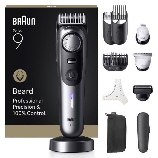 Braun BeardTrimmer 9 BT9560 Battery 52 2 cm Wet & Dry Black, Grey