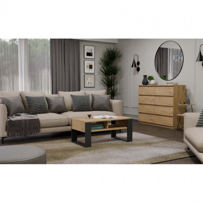 MODERN 2P ARTISAN COFFEE TABLE WITH ANTHRACITE LEG