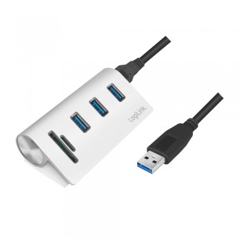 LogiLink CR0045 interface hub USB 3.2 Gen 1 (3.1 Gen 1) Type-A 5000 Mbit/s Silver