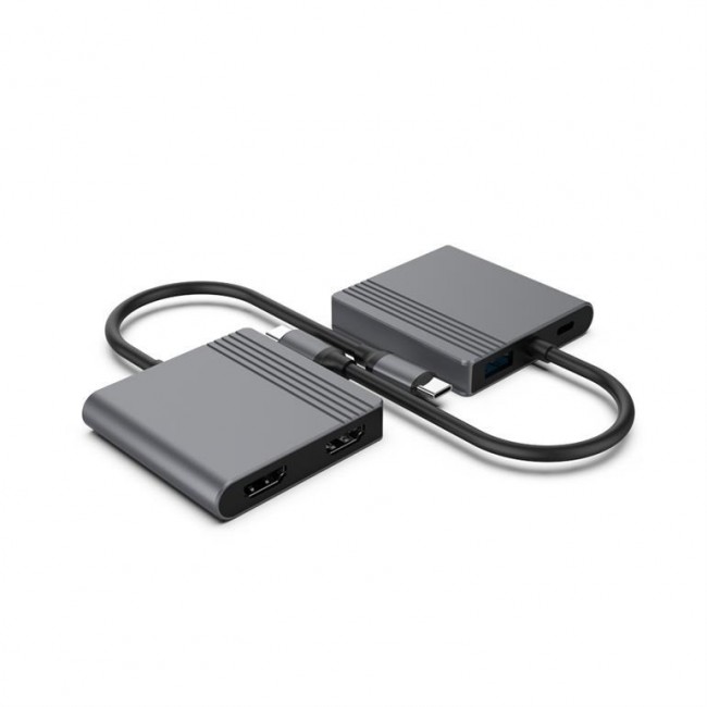 Gembird A-CM-COMBO3-04 interface hub USB Type-C 5000 Mbit/s Grey