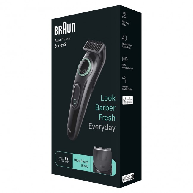Braun BeardTrimmer 3 BT3421 Battery 40 2 cm Black Braun BeardTrimmer 3 BT3421 Battery 40 2 cm Black
