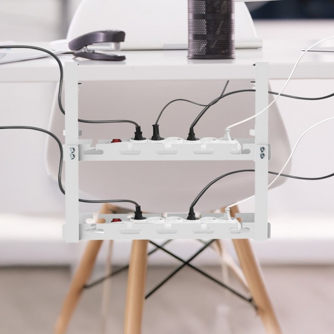 Maclean under-desk cable organizer, max. load 5kg, 2 levels, white, MC-104 W Maclean under-desk cable organizer, max. load 5kg, 2 levels, white, MC-104 W