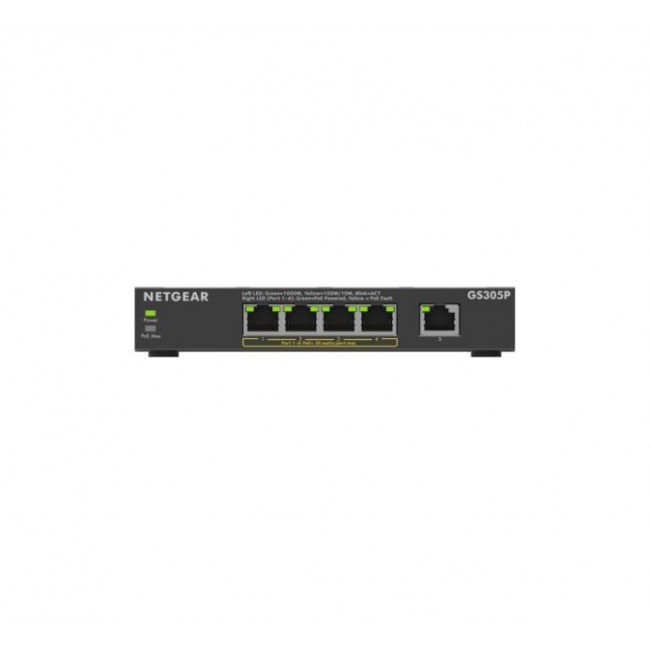 NETGEAR GS305Pv3 Unmanaged Gigabit Ethernet (10/100/1000) Power over Ethernet (PoE) Black